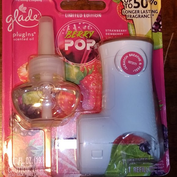 Glade PlugIns LIMITED EDITION Berry Pop Scented Oil Warmer and Refill Bottle Set - Picture 1 of 7